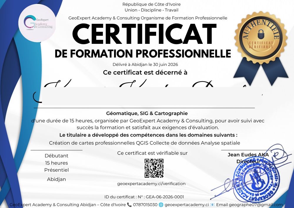 Remise de certificat GeoExpert Academy